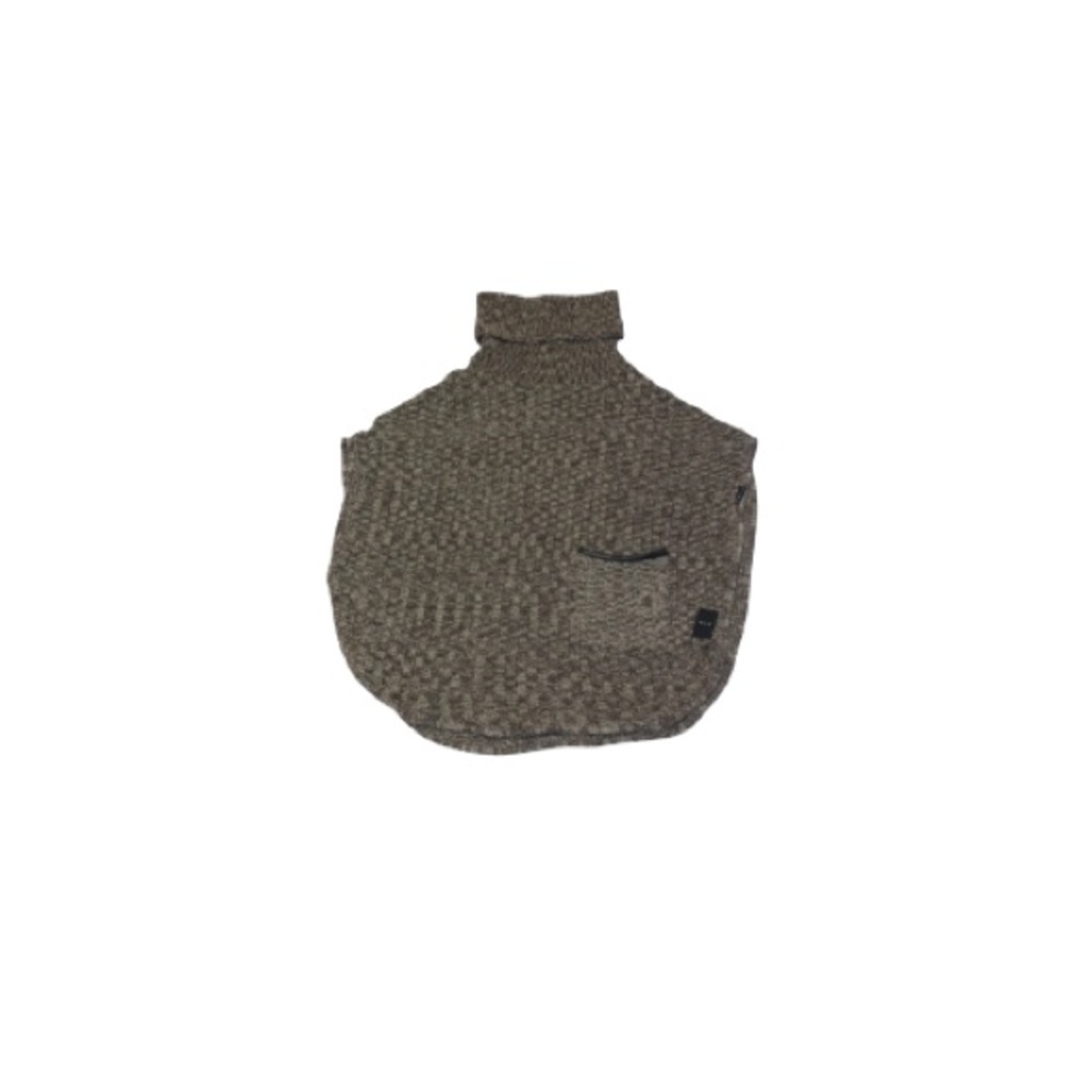 Urku Brown and Tan Knit Cashmere Turtle Neck Poncho - Women’s Size Small